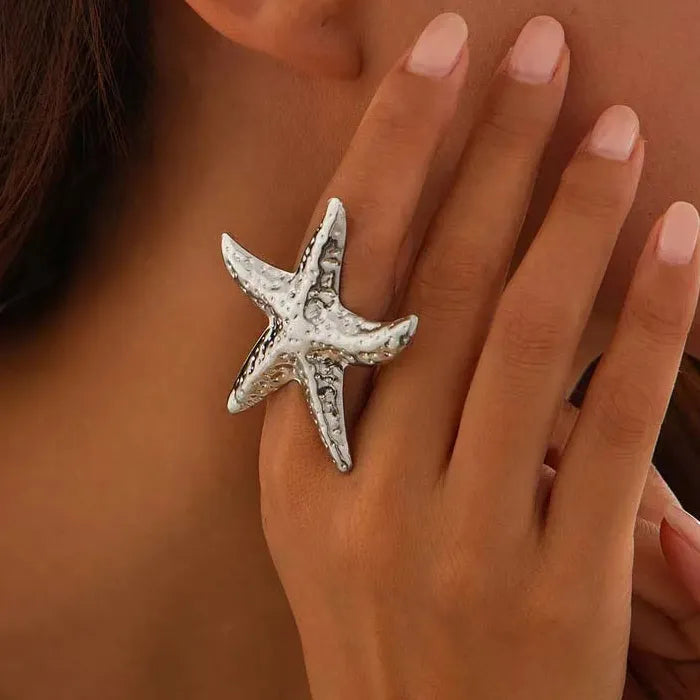 6Pcs Vintage Gold Starfish Pearl Knuckle Rings Set for Women Jewelry