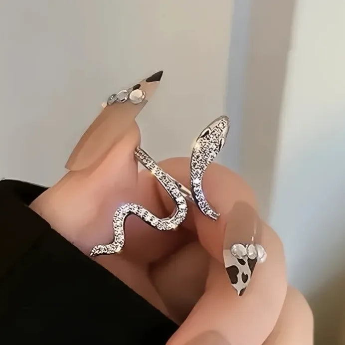 Geometric Snake Ring for Women Brass with Micro Inlaid Cubic Zirconia