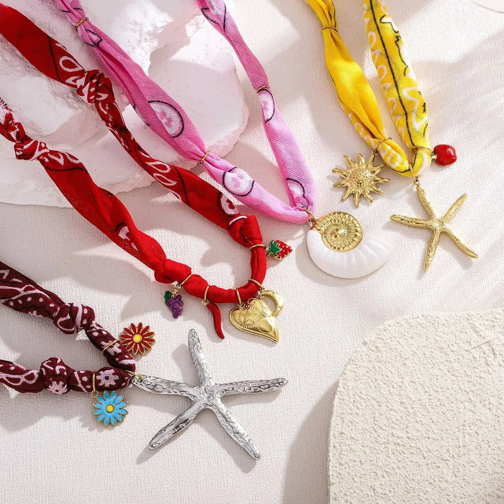 Oversize Starfish Pendant Scarf Necklace Women 18K Gold Plated Choker Jewelry Fashion