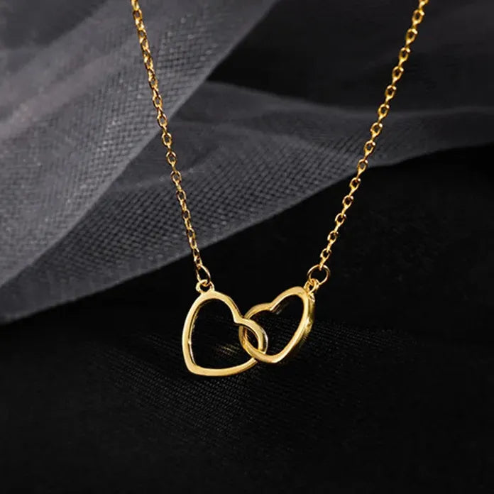 Simple Hollow Love Heart Pendant Necklace Geometric Chain for Women Jewelry