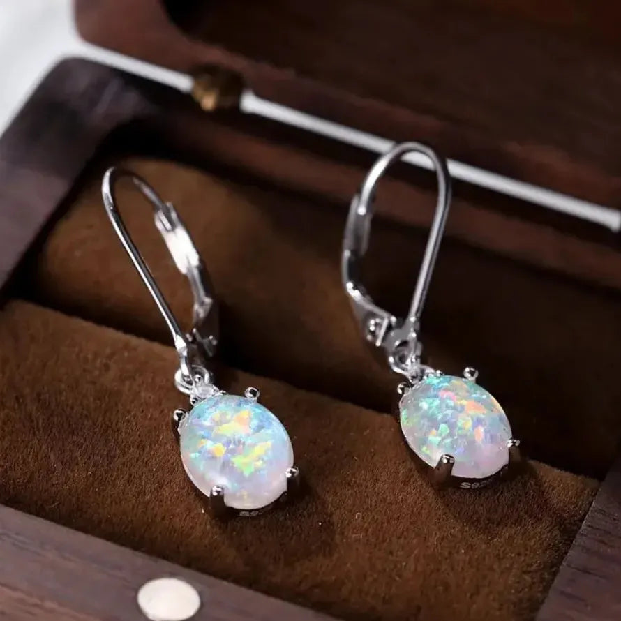 Vibrant Opal Zinc Alloy Dangle Earrings Hypoallergenic Jewelry for Daily & Party Wear