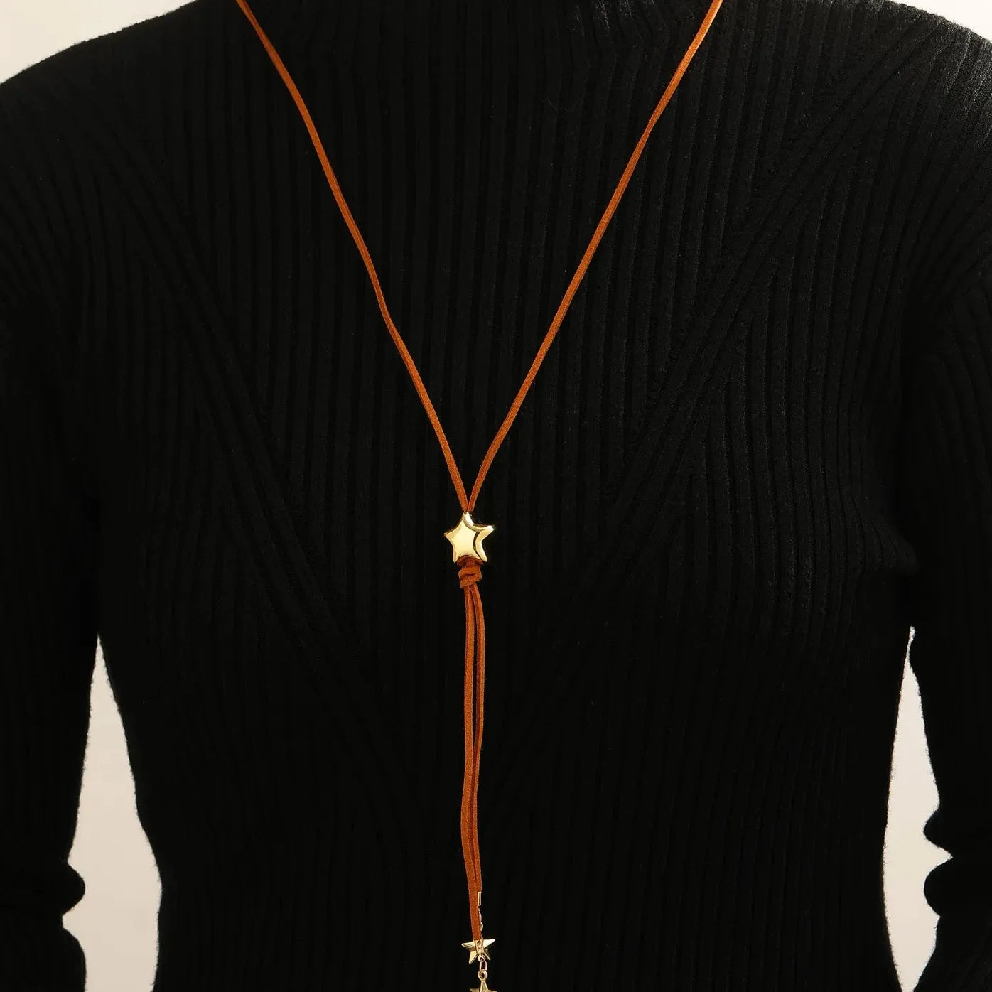 Gold Color Heart Star Sun Tassel Y-Shaped Long Pendant Necklace for Women