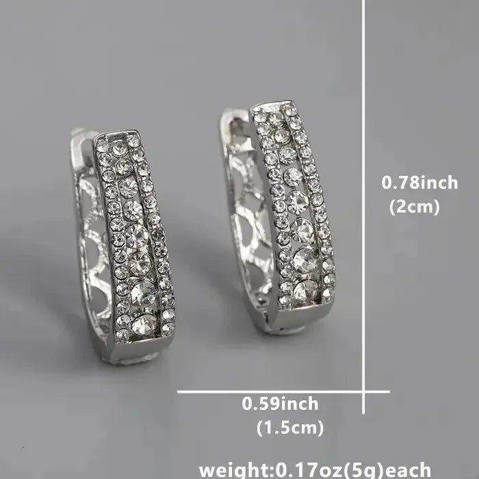 Cubic Zirconia U-Shaped Drop Earrings Zinc Alloy for Women Daily Wear