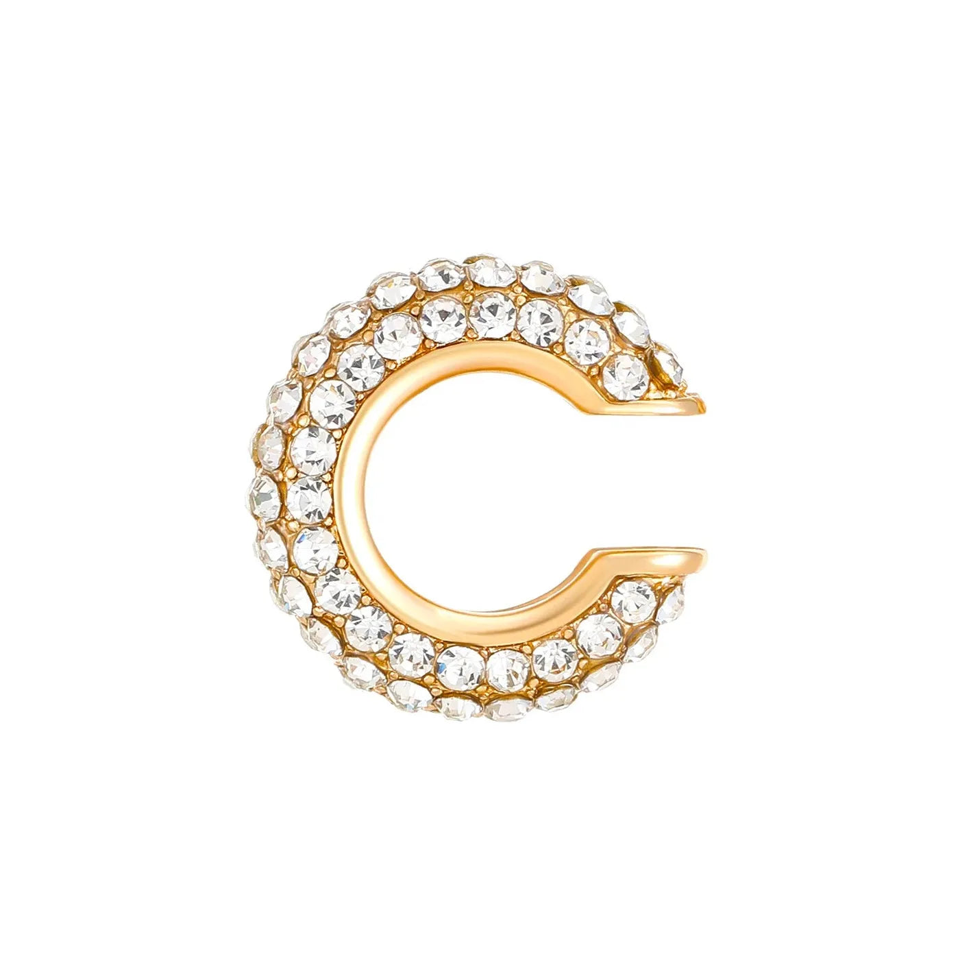 Vintage Round C Shape Cartilage Clip Earrings for Women Copper Rhinestone Jewelry