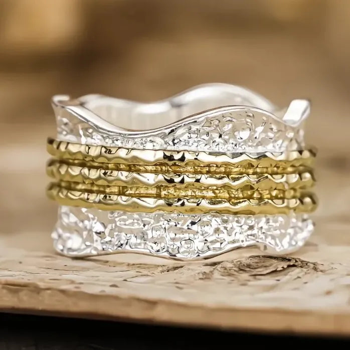 Two Tone Irregular Brass Geometric Finger Rings for Women 2026