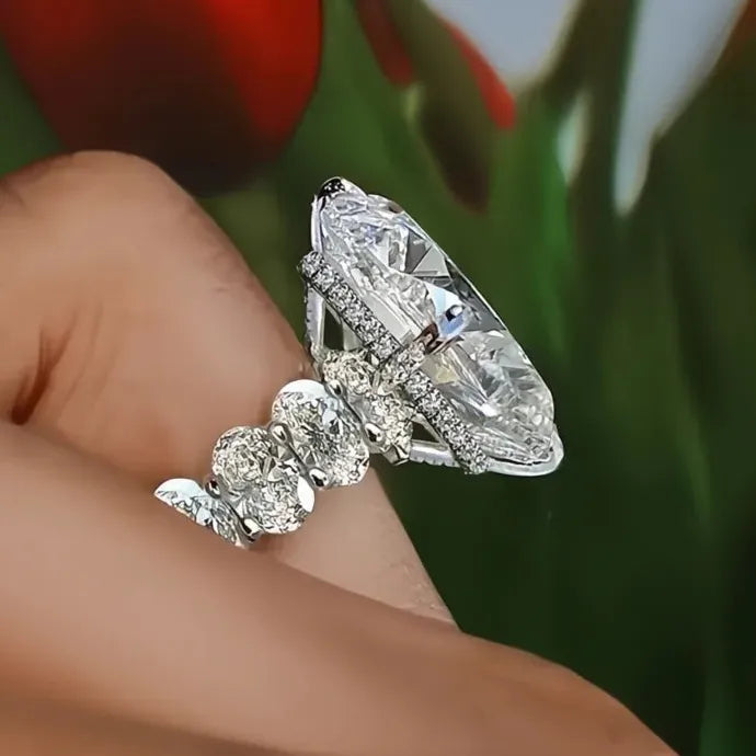 Sparkling Oval CZ Geometric Brass Women’s Wedding Party Ring Jewelry