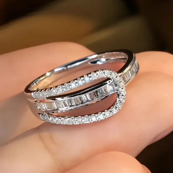 Modern Cubic Zirconia Pave Wedding Rings for Women Elegant Jewelry