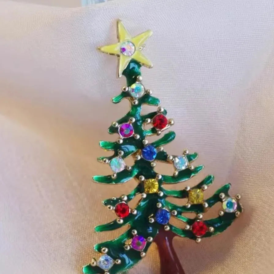 Elegant Colorful Christmas Tree Brooch Jewelry Gift for Women Men