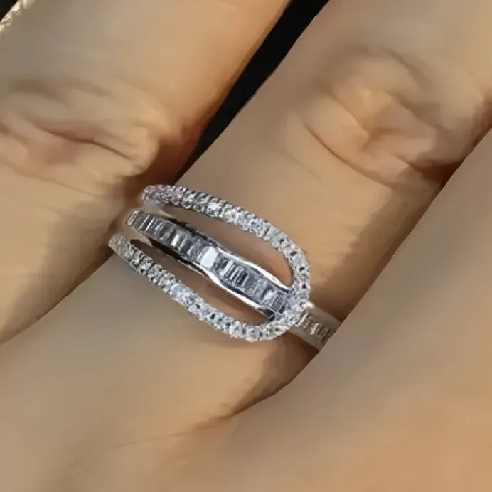 Modern Cubic Zirconia Pave Wedding Rings for Women Elegant Jewelry