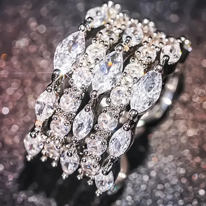 Luxury Women’s Cubic Zirconia Cocktail Ring Wedding Engagement Gift Jewelry
