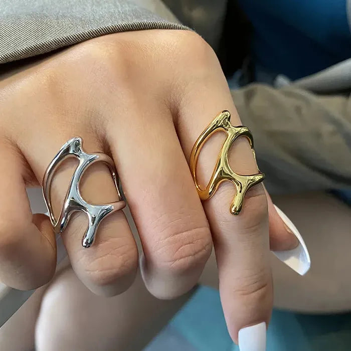 Adjustable Silver Geometric Vintage Punk Ring for Women Party Jewelry