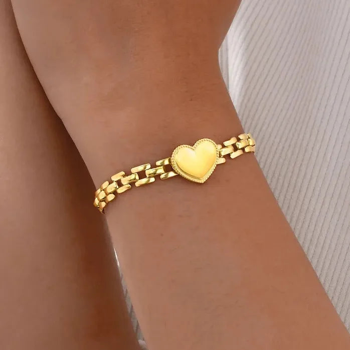 Stainless Steel Hollow Link Chain Bracelet for Women Vintage Gold Watch Band Charm Jewelry