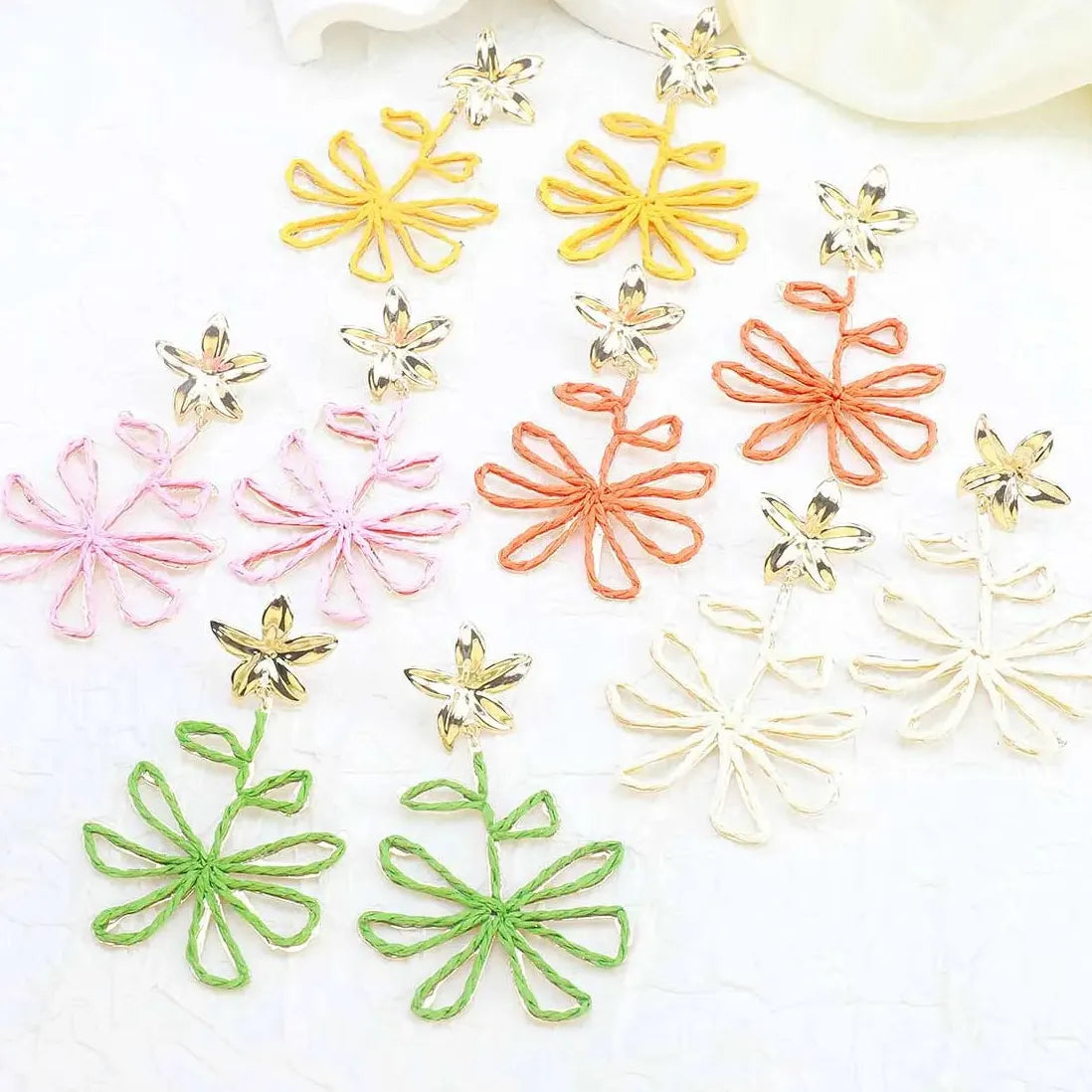 Vintage Lafite Five Petal Flower Earrings for Women Summer Jewelry Gift