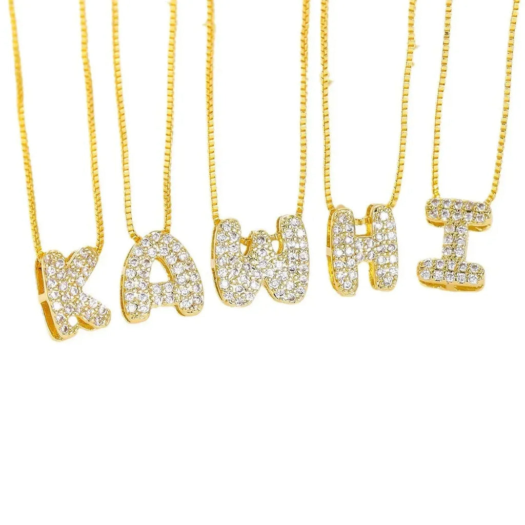 18K Gold Plated Zircon Initial Necklace Women Mini Alphabet Choker Gift