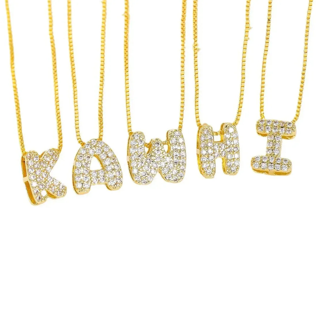 18K Gold Plated Zircon Initial Necklace Women Mini Alphabet Choker Gift