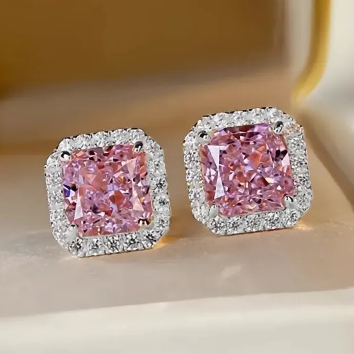Elegant Women’s Geometric Copper Alloy Cubic Zirconia Stud Earrings