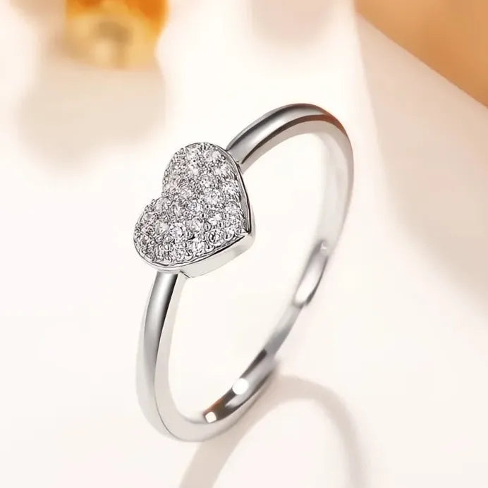 Brass Heart Wedding Ring for Women with Cubic Zirconia Anniversary Gift