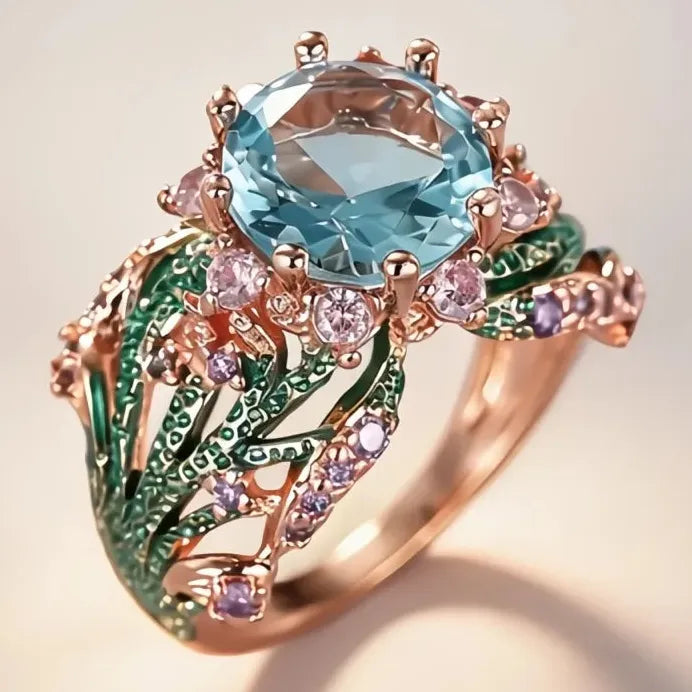 Plant-Inspired Engagement Ring with Sparkling Cubic Zirconia Gift