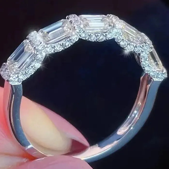 Square Cubic Zirconia Wedding Ring for Women Bridal Jewelry Sparkling