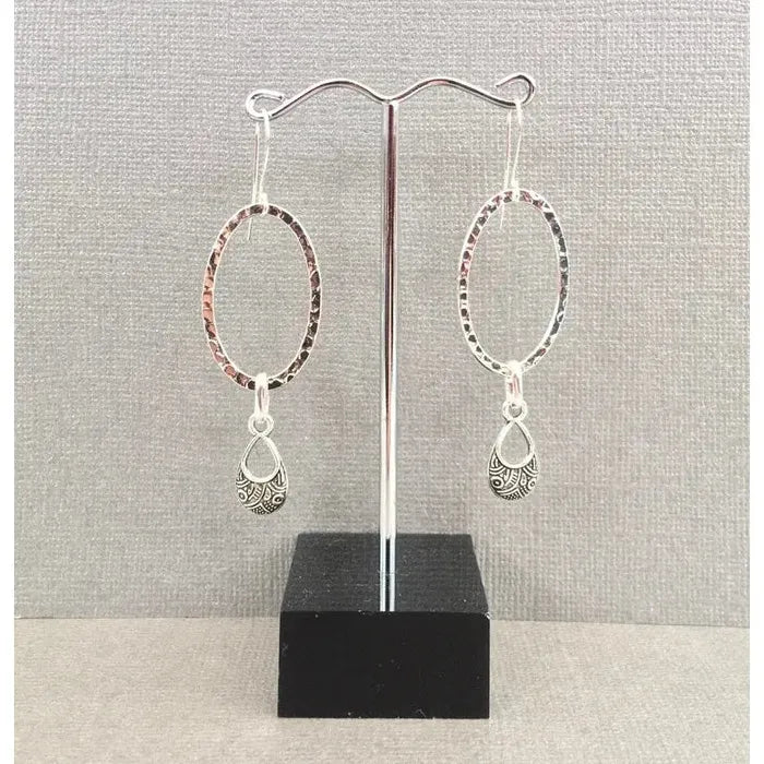 Retro Silver Oval Drop Earrings Zinc Alloy Classic Jewelry for Women Gifts