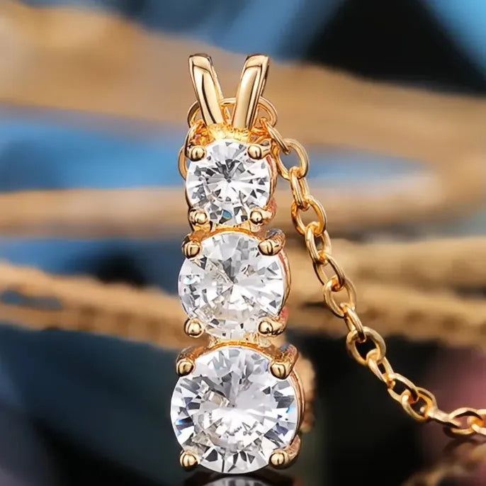 Cubic Zirconia Geometric Pendant Necklace 45CM Copper Alloy Jewelry for Women