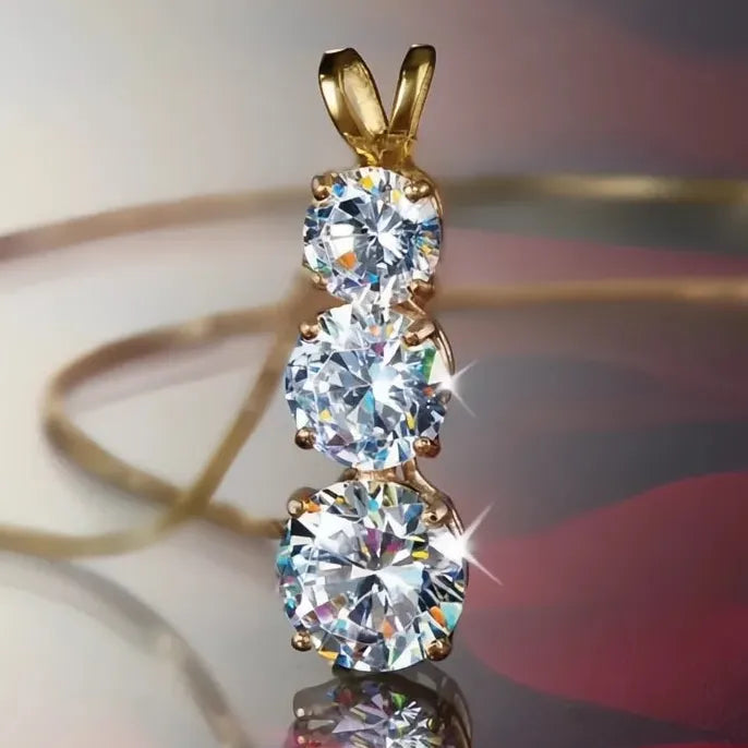Cubic Zirconia Geometric Pendant Necklace 45CM Copper Alloy Jewelry for Women