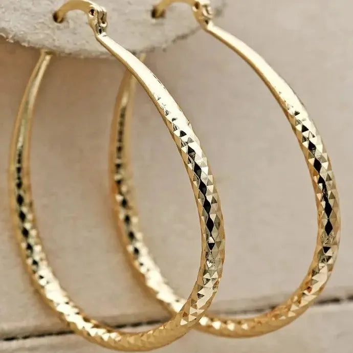 Oval Gold and Silver Large Hoop Earrings Zinc Alloy for Women Gifts