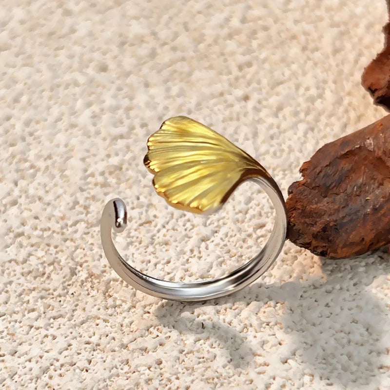 18K Gold Plated Ocean Series Opening Ring Mini Crab Conch Starfish for Women