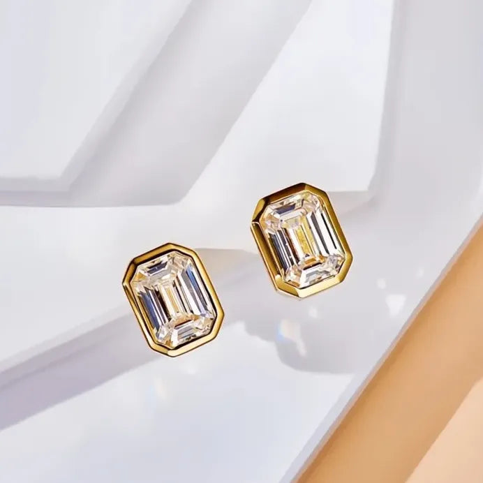 Geometric Stud Earrings for Women Gold Rose Gold Cubic Zirconia Jewelry
