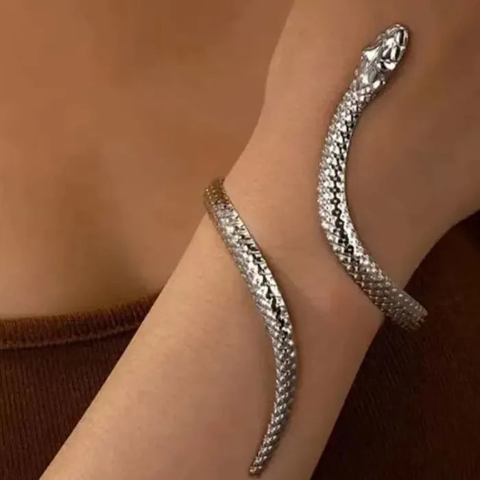 Vintage Adjustable Gold Snake Bracelets Punk Jewelry for Women Men Unisex