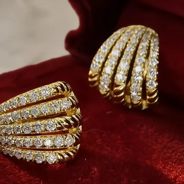Geometric Claw Shaped Cubic Zirconia Hoop Earrings Brass Alloy Women