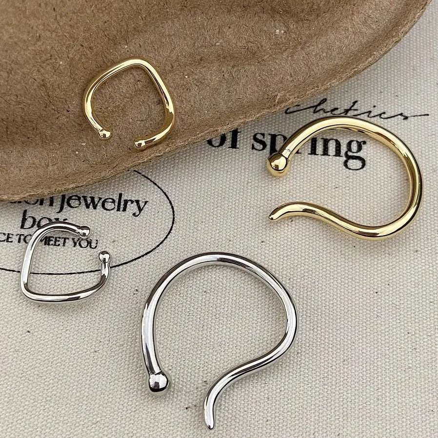 2Pcs Geometric Fake Piercing Cartilage Ear Clips for Women Stylish Jewelry
