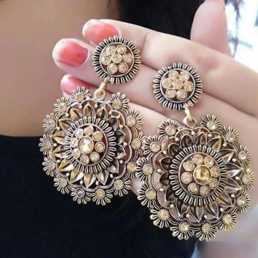Plated Sunflower Drop Earrings Zinc Alloy Boho Vintage Luxury for Women