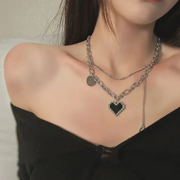 Y2K Zinc Alloy Star Zircon Pendant Necklace Women Punk Clavicle Chain