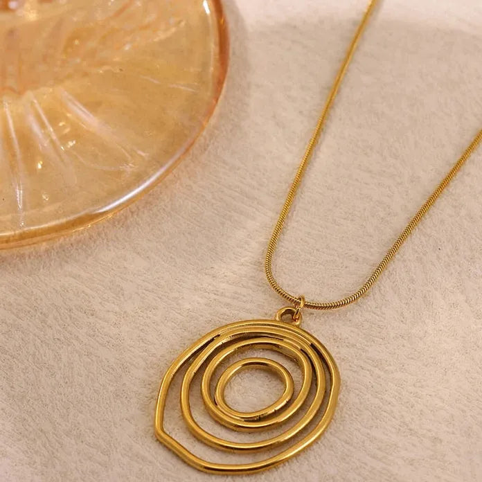 Stainless Steel Spiral Round Geometric Necklace Gold Choker for Women Girls