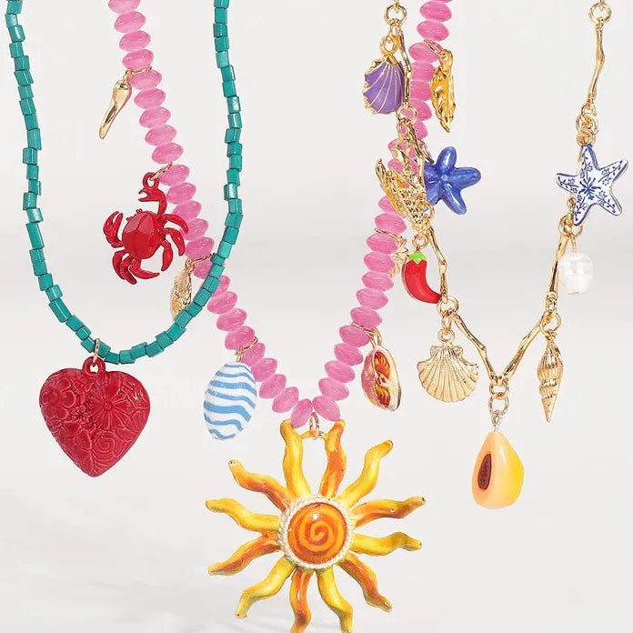 Bohemian Sunflower Starfish Pendant Necklace for Women Ocean Jewelry Gift