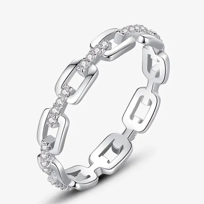 Classic Linked Brass CZ Wedding Bands for Men and Women Couple Eternity Rings