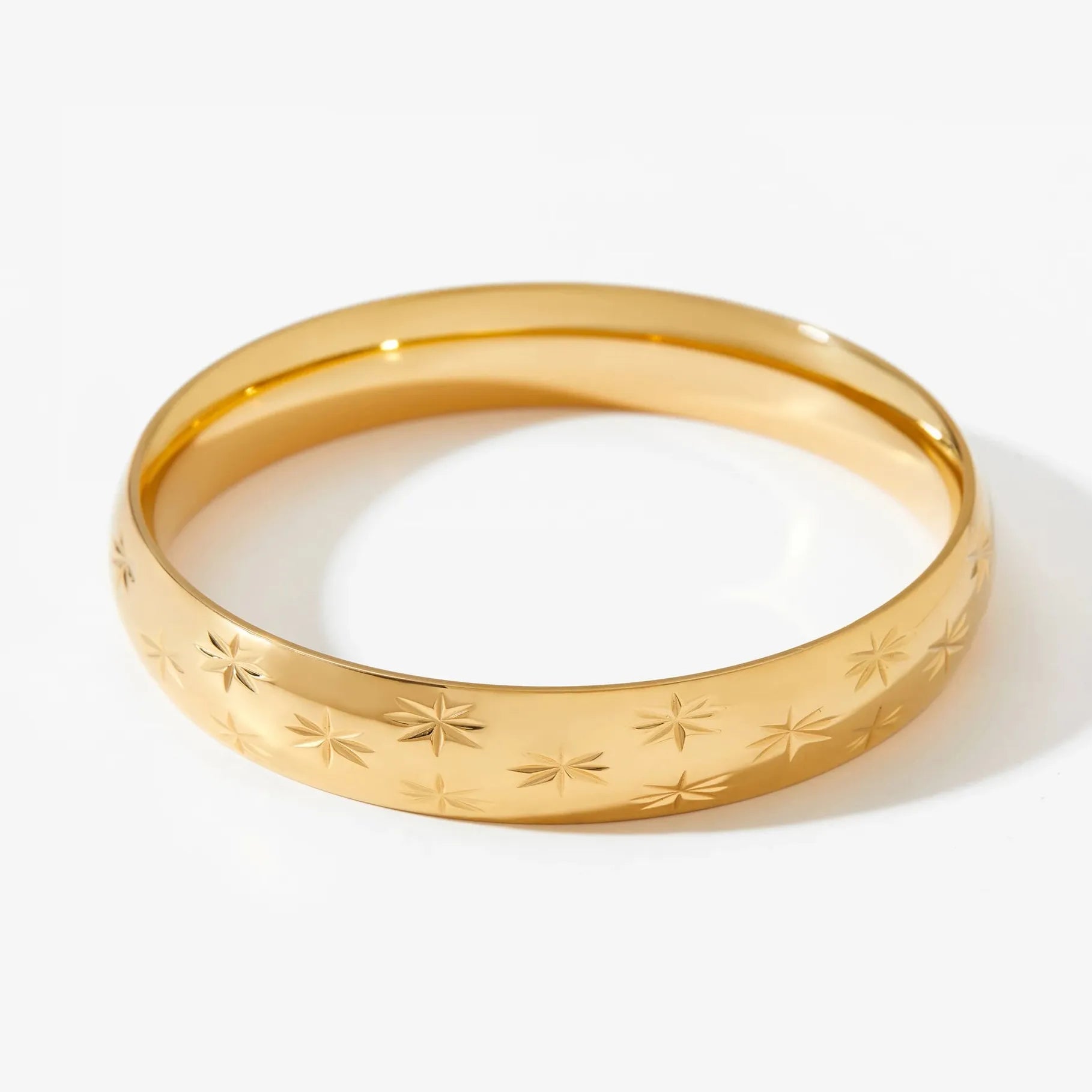 18K Gold Plated Stainless Steel Geometric Bangle Bracelet for Women Girls Jewelry