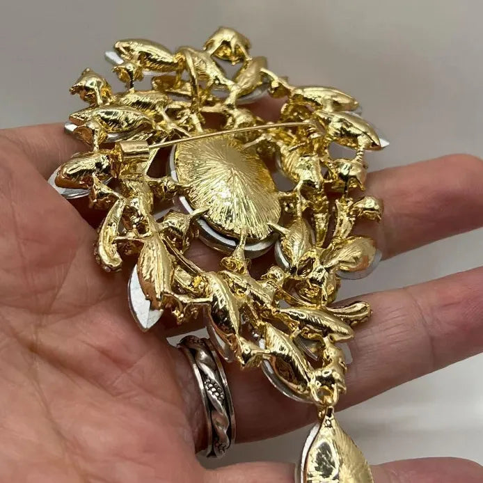 Geometric Water Drop Rhinestone Brooch Pin for Women Stylish Accessory