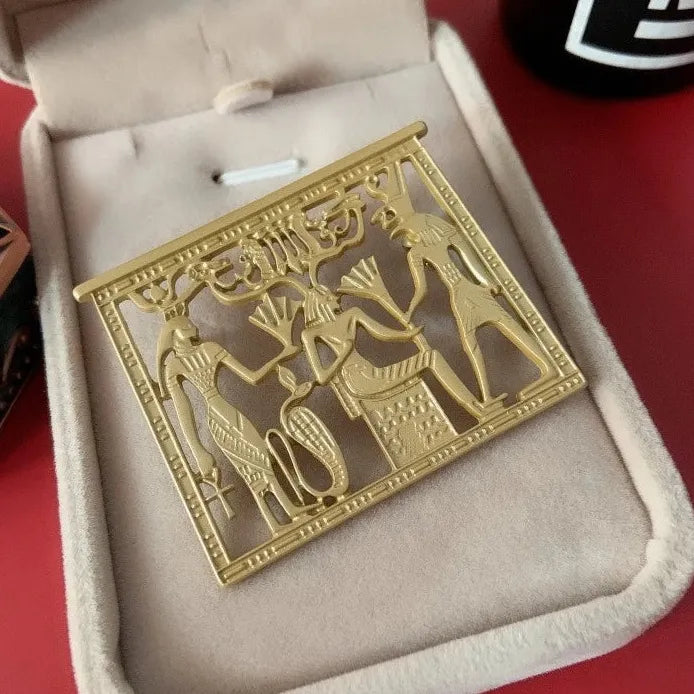 Classic Egyptian Pharaoh Openwork Brooch Pin for Women Elegant Style
