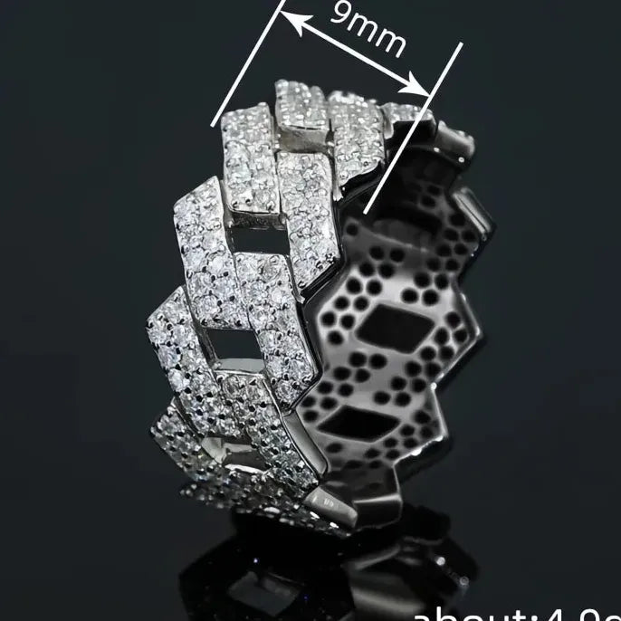 Brass Linked Design Cubic Zirconia Cocktail Ring for Women Party Jewelry