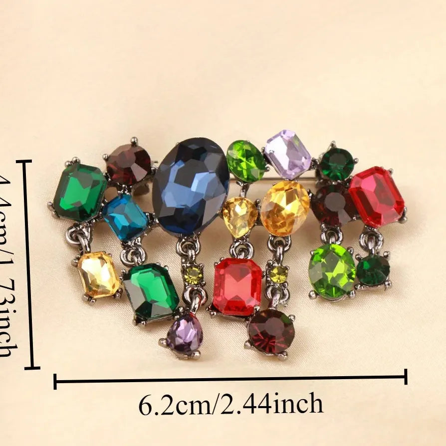 Luxury Tassel Square Multi-Color Brooch Pin Classic Jewelry Gift