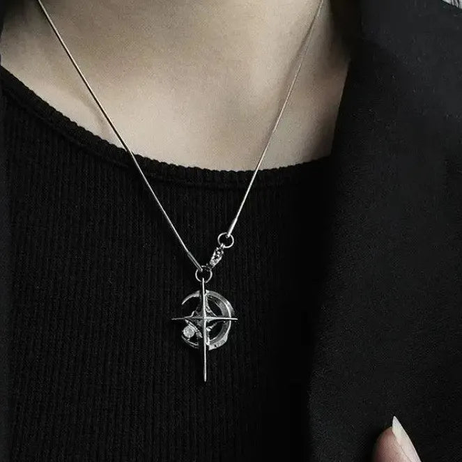 Y2K Zinc Alloy Star Zircon Pendant Necklace Women Punk Clavicle Chain