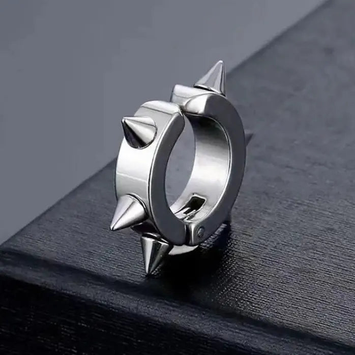 Gothic Punk Silver Rivet Copper Clip-On Geometric Earcuff Earrings Gift 2024