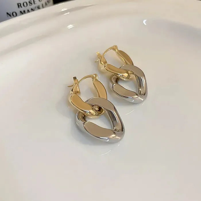 Luxury Geometric Gold & Silver Copper Drop Earrings for Women Y2K Jewelry