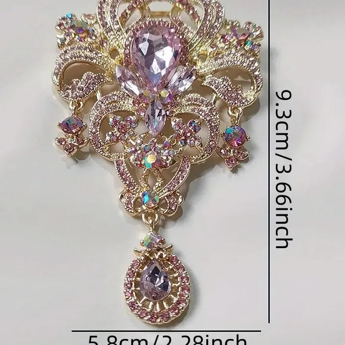 Vintage Ladies Rhinestone Hollow Flower Brooch Pin for Elegant Style