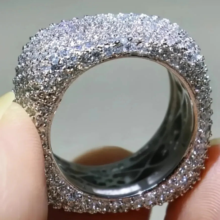 Women’s Geometric Square Band Ring Brass Cubic Zirconia Bling Bling Fashion Jewelry