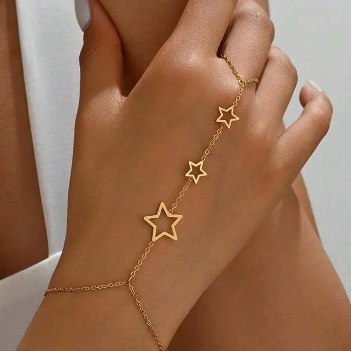 Stainless Steel Hollow Star Finger Bracelet Retro Casual Women's Jewelry Charm