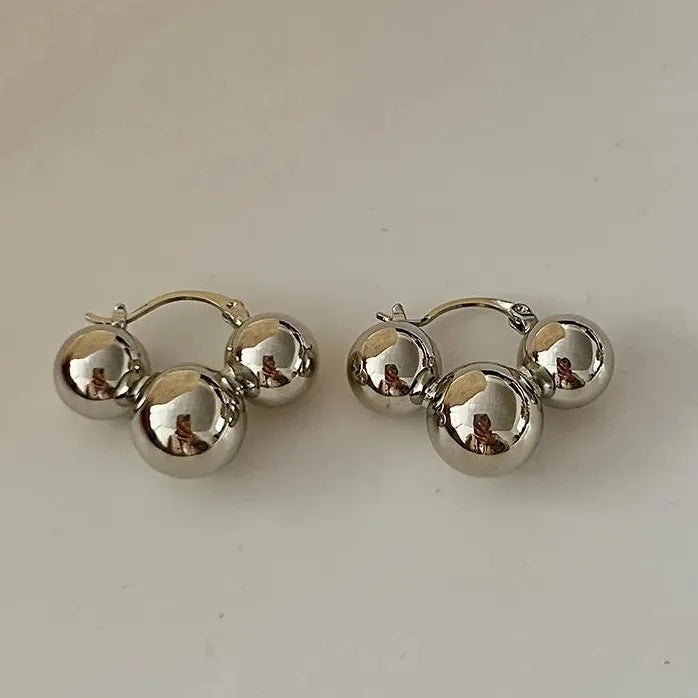 Copper Alloy Metal Ball Stud Earrings European American Style Women 2026