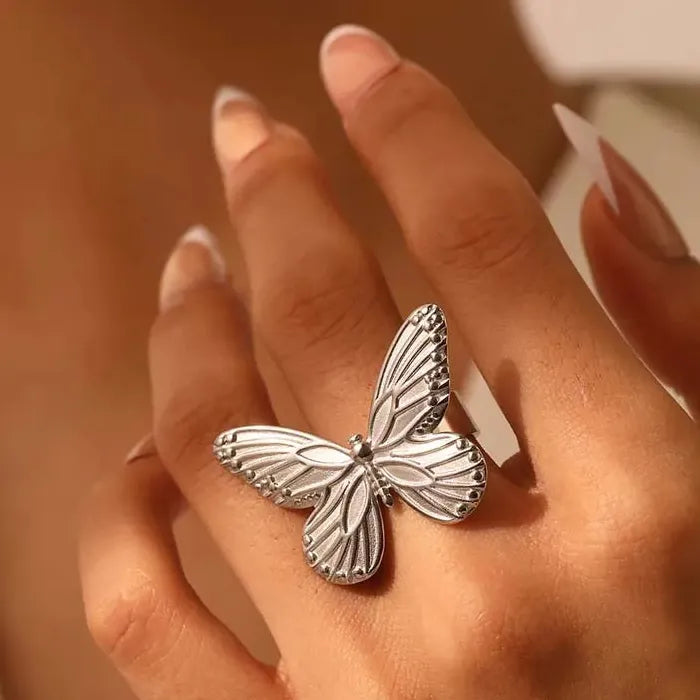 Adjustable Stainless Steel Gold Bowknot Ring for Women Fashion Jewelry Gift